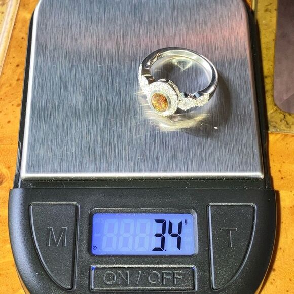 Genuine Orange Mystic Topaz Sterling Silver Halo Ring Discounted Size 6 - Picture 8 of 8